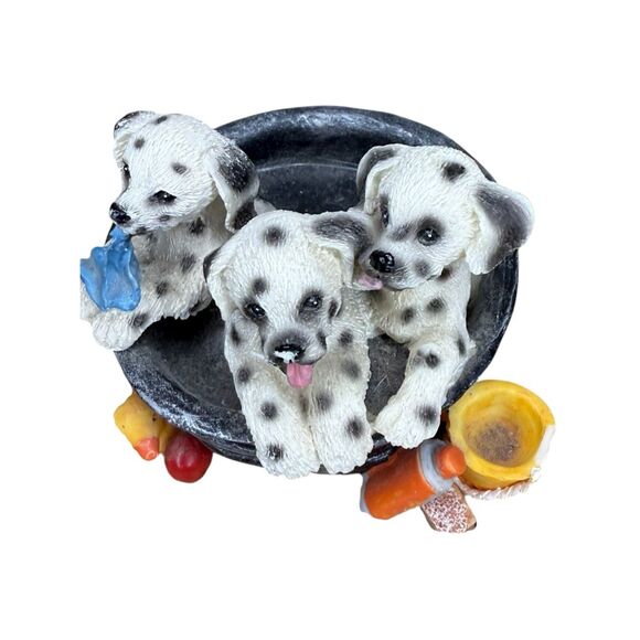 Vintage Dalmatian Puppies in Tub Collectible Figurine Resin 3” - Picture 2 of 8